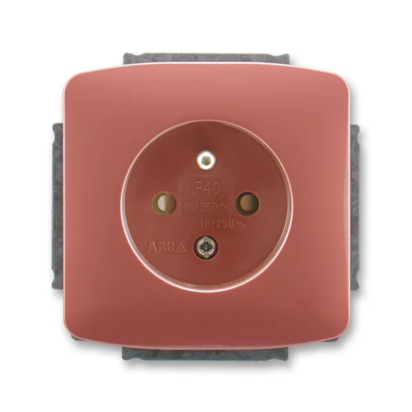 Zásuvka jednonásobná ochranným kolíkem s clonkami vřesová červená 5518A-A2359 R2