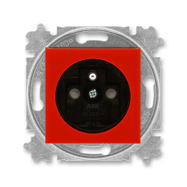 Zásuvka jednonásobná s ochranným kolíkem, s clonkami červená / kouřová černá 5519H-A02357 65