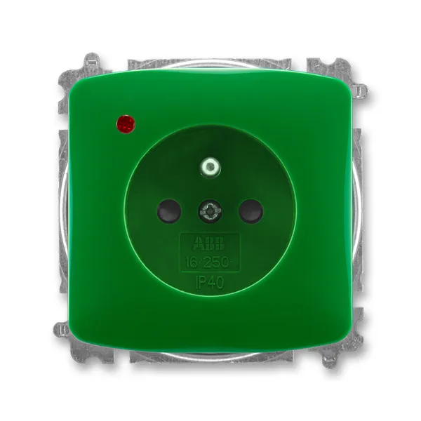 Zásuvka jednonásobná s clonkami a s ochranou proti přepětí zelená 5599A-A02357 Z