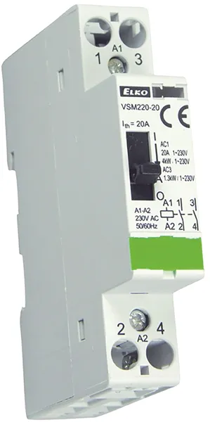 VSM220-20 12V AC Instalační stykač s manuálním ovládáním 2x20A