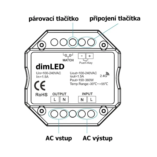 SMART spínač dimLED Tuya PR SP360W 069053 T-LED