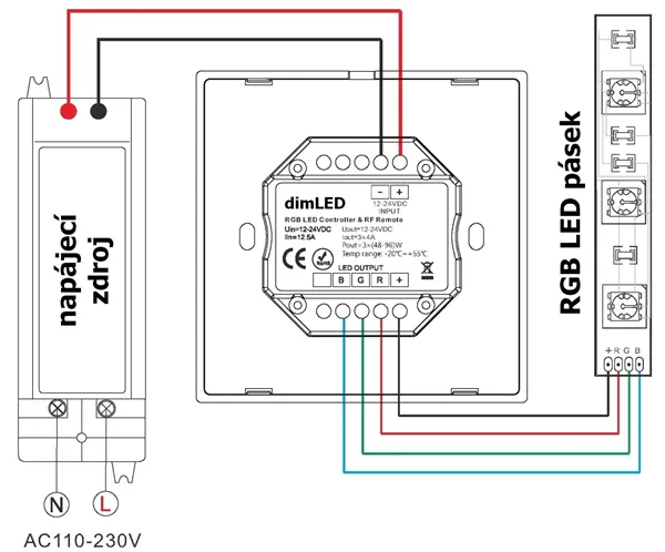 Ovladač dimLED OV DUPLEX RGB 3K, bílá  069212 