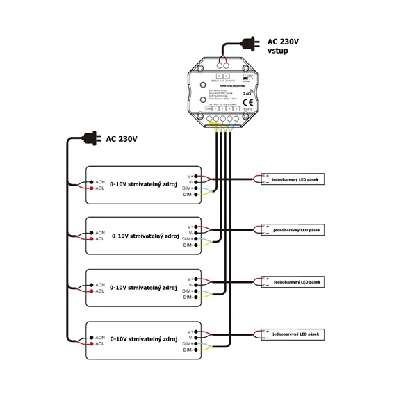 Ovladač dimLED OV 230V 0-10V RF K4, bílá  069250 