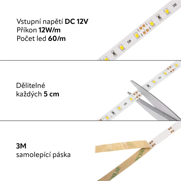 LED pásek SB3-300 vnitřní záruka 3 roky, studená 11000k  077032 