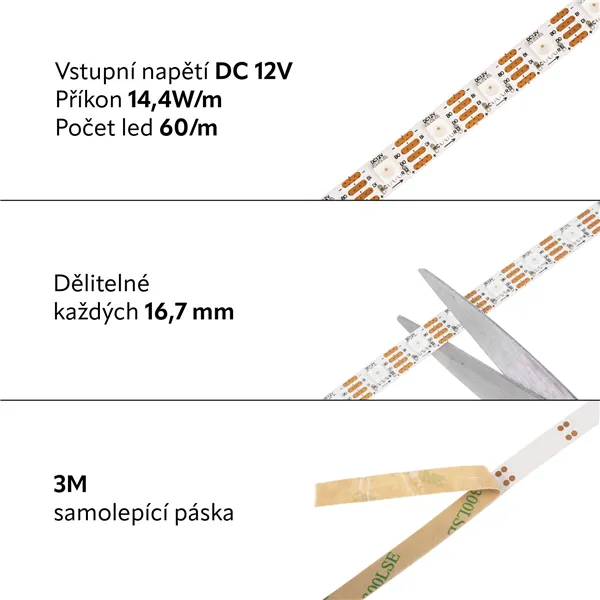 LED pásek digitální 12DIGI60-RGB GS8208  084101 