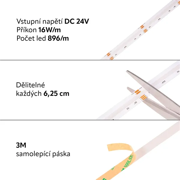 24RGBWCOB16-DW vnitřní LED pásek Záruka 3 roky