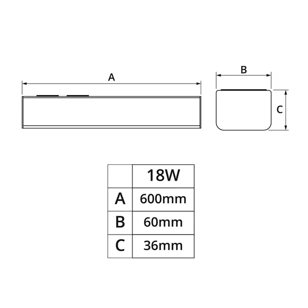 Přisazené svítidlo BAGON W60 18W 60cm, teplá bílá 106650 T-LED