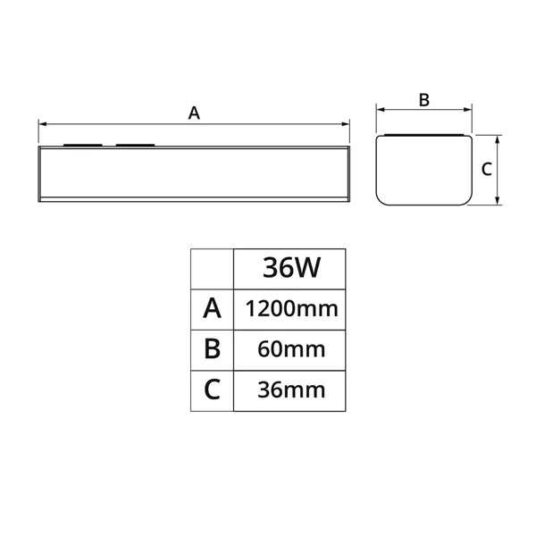 Přisazené svítidlo BAGON W120 36W 120cm, teplá bílá  106656 