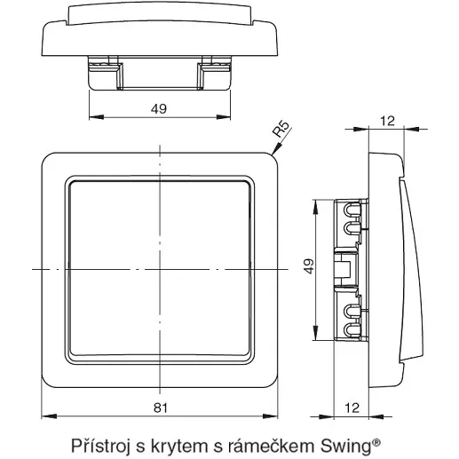 Spínač jednopólový s krytem řazení 1 hnědý 3557G-A01340 H1 Tlačítko