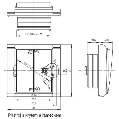 Přepínač sériový s krytem, řaz. 5, IP 44 bílá/ledová bílá 3558E-A05940 01 Tlačítko