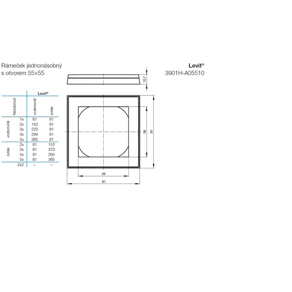 Rámeček pro elektroinstalační přístroje, trojnásobný šedá/bílá 3901H-A05030 16