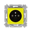 Zásuvka jednonásobná s ochranným kolíkem, s clonkami žlutá / kouřová černá 5519H-A02357 64
