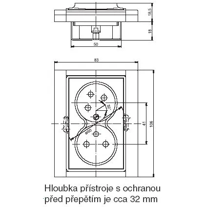 Zásuvka dvojnásobná s natočenou dutinou přepětím bílá/ledová bílá 5583F-C02357 01