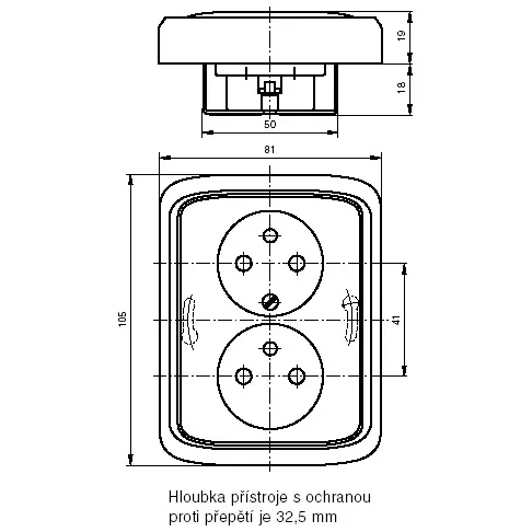 Zásuvka dvojnásobná s ochranou proti přetí slonovina 5592A-A2349C