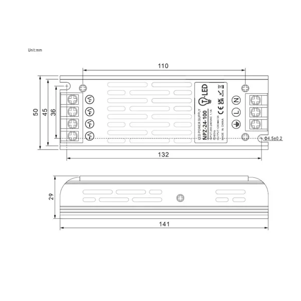 LED zdroj 24V 100W NPZ-24-100 vnitřní 052453