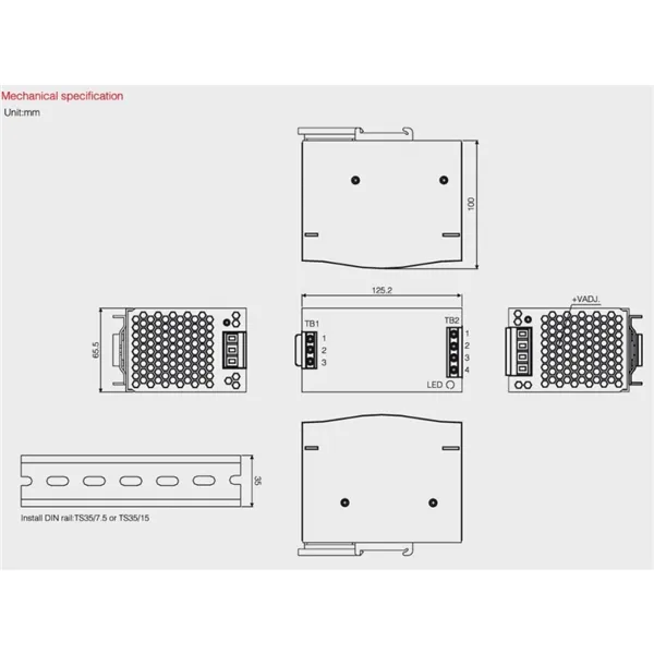 LED zdroj 24V 120W na DIN lištu 05411 T-LED