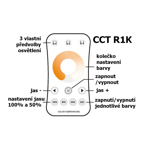 Ovladač dimLED OVS CCT R1K, Černá 069125