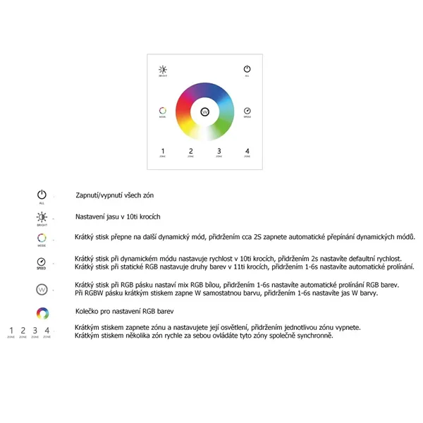 Ovladač dimLED OV PNS RGB a RGBW 4CH, bílá  069312 