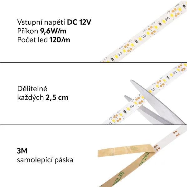 LED pásek zalitý SQ3-W600, Červená 07314