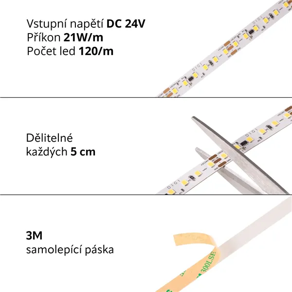 LED pásek digitální 24DIGI21 WS2811, Teplá bílá 079555