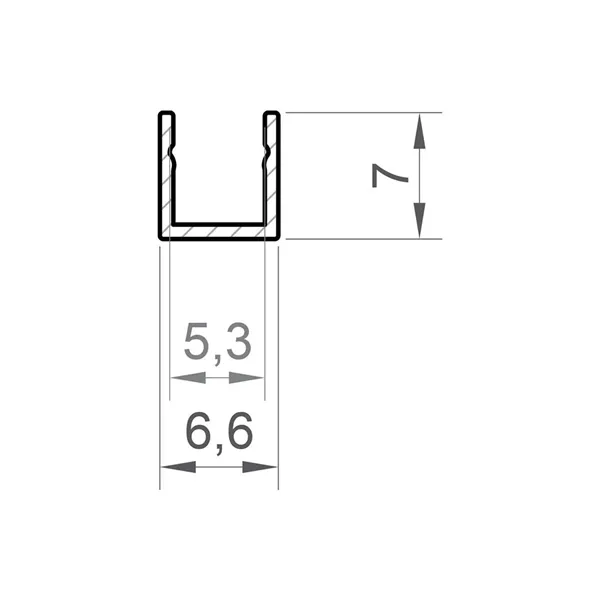 LED profil P4-4 mini stříbrný, Profil bez krytu 1m 092280