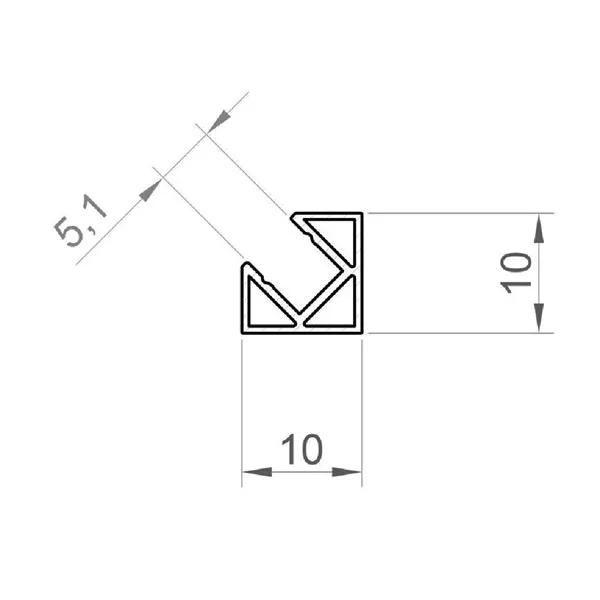 LED profil P3-5 černý mini rohový, Profil bez krytu 1m 09 094140