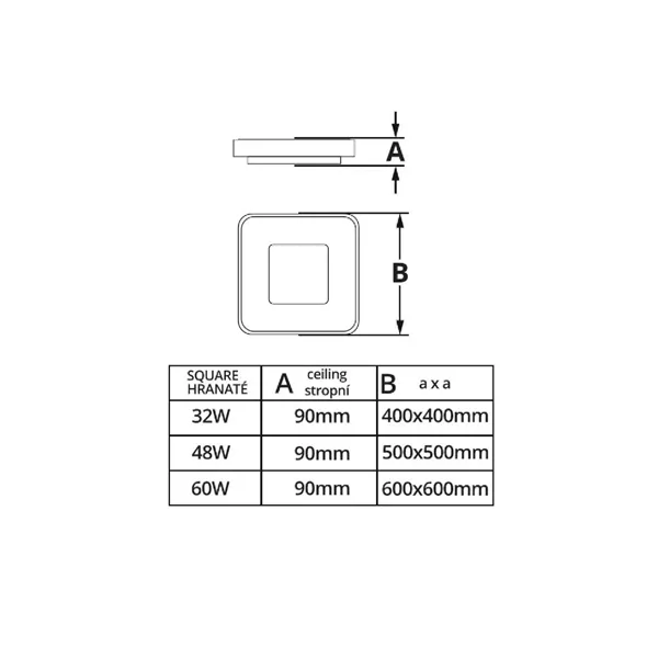 LED svítidlo ZULU 48W CCT hranaté černé stropní 105538 T-LED