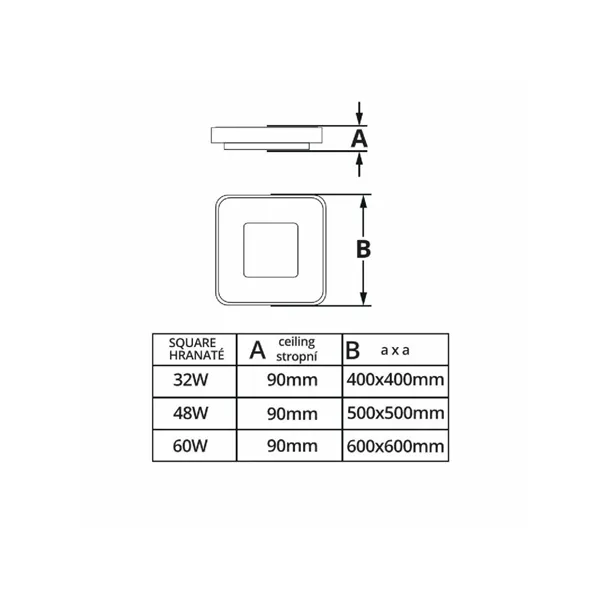 SMART Tuya LED svítidlo ZULU 48W CCT hranaté černé 105562 T-LED