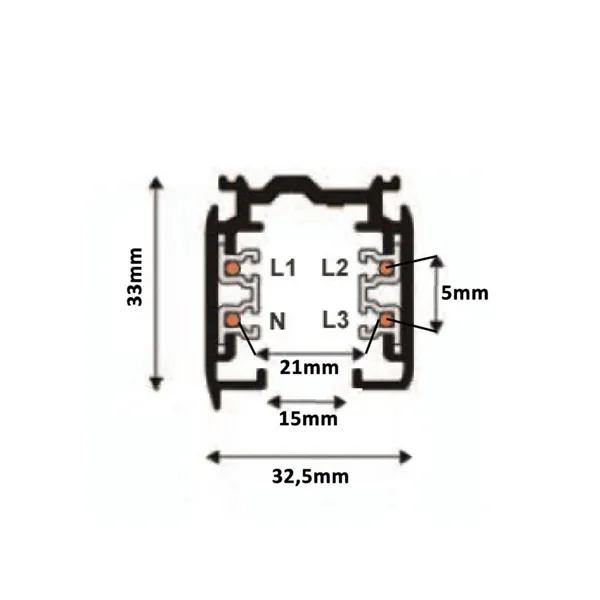 Nástěnná třífázová lišta 3F, 100cm bílá lišta 105618 T-LED