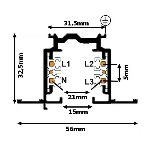 Vestavná třífázová lišta Z3F, 100cm bílá lišta