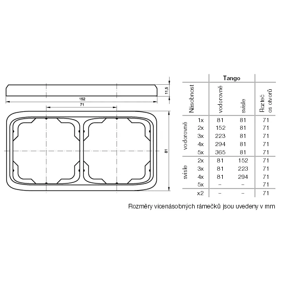 Rámeček dvojnásobný, svislý slonovina 3901A-B21 C