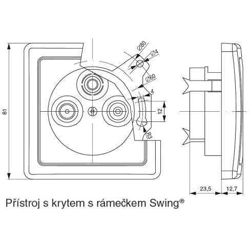 Kryt zásuvky anténní, s vylamovacím otvorem krémová 5011G-A00300 C1