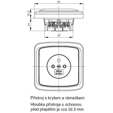 Zásuvka jednonásobná s ochranným kolíkem, s clonkami, s ochranou před přepětím hnědá