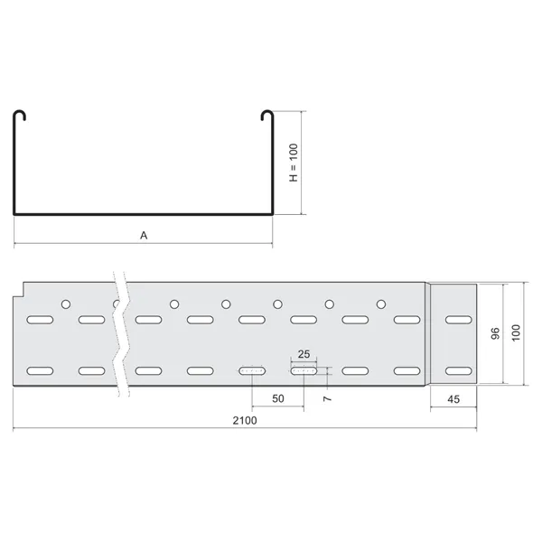 KABELOVÝ ŽLAB S INTEGROVANOU SPOJKOU NKZI 100X125X0.80_F