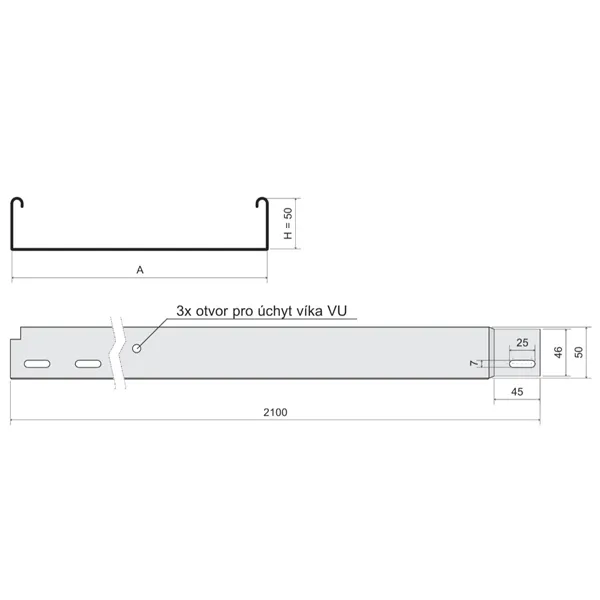 KABELOVÝ ŽLAB S INEGROVANOU SPOJKOU - NEDĚROVANÝ NKZIN 50X125X0.70_F